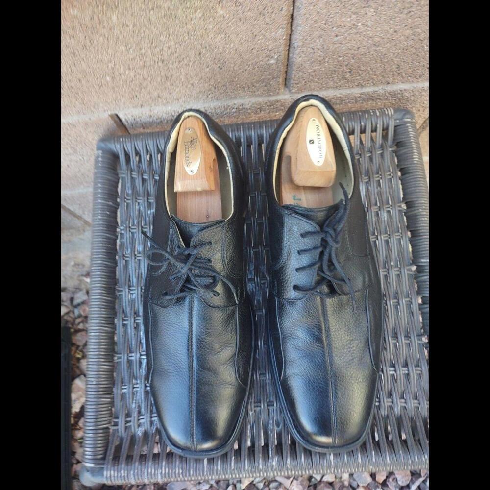 Belvedere Bay Bridge Men’s Black Leather Oxford Shoes Size 12 EEE Wide - Brazil - Picture 2 of 9